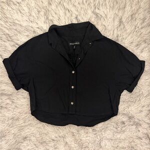Denim Forum ‘The Jane’ Cropped Shirt - Black